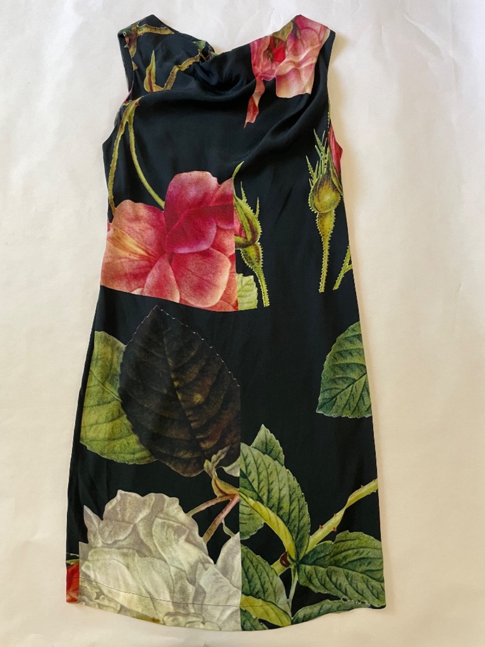 Vivienne Westwood Anglomania Black Floral Print Midi Cocktail Dress, Size US 10 - Picture 7 of 14